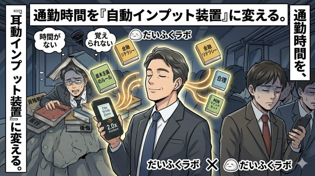 「労働者の脳」を捨てるための、通勤時間のハック（Audible）を視覚化します。