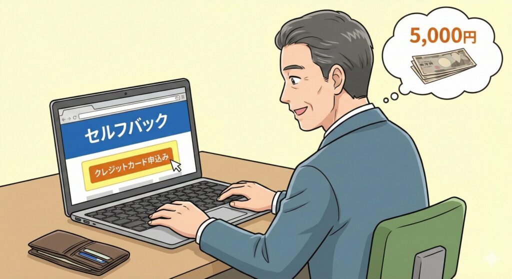 セルフバックで5万円を得る40代男性